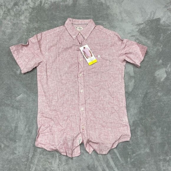 Weatherproof Vintage Mens Washable Linen Button-Down Shirt S Short Sleeve a0244 - Picture 1 of 8